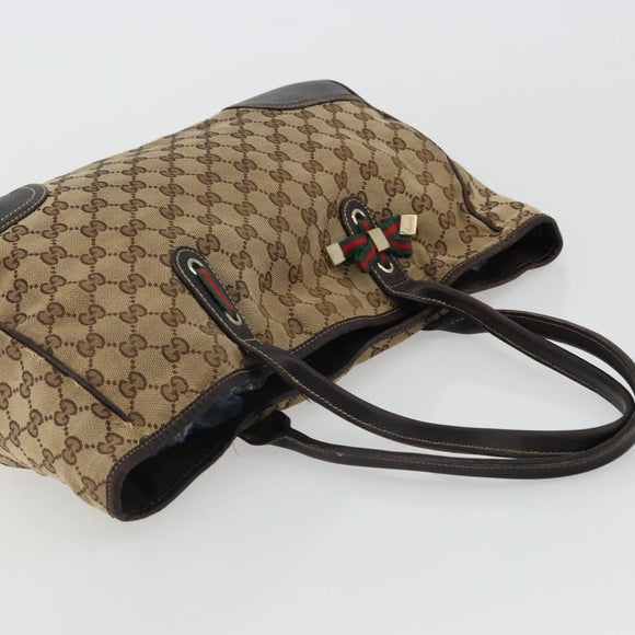 GUCCI GG Canvas Web Sherry Line Pretty Bag Beige Gold Red 163805 Auth 175959