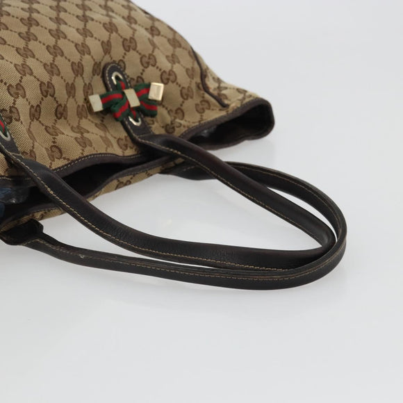 GUCCI GG Canvas Web Sherry Line Pretty Bag Beige Gold Red 163805 Auth 175959