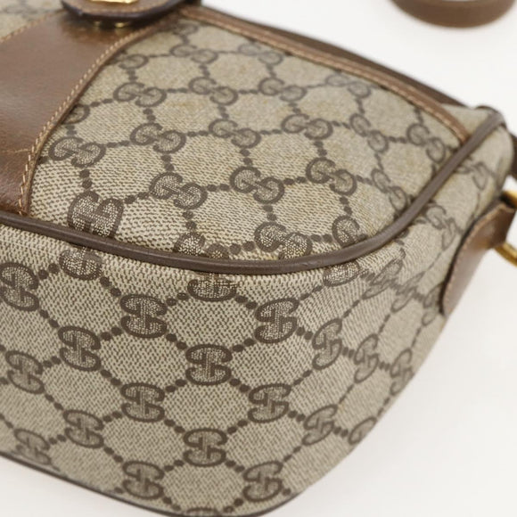 GUCCI GG Supreme Web Sherry Line Bag PVC Beige Gold 89 02 032 Auth 175961