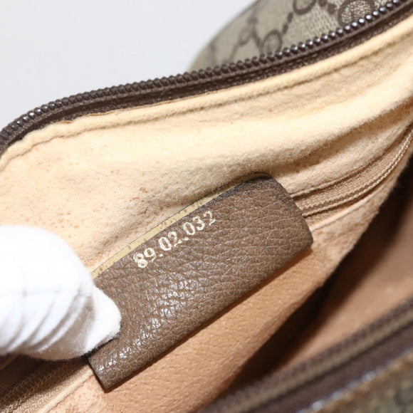 GUCCI GG Supreme Web Sherry Line Bag PVC Beige Gold 89 02 032 Auth 175961