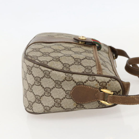 GUCCI GG Supreme Web Sherry Line Bag PVC Beige Gold 89 02 032 Auth 175961