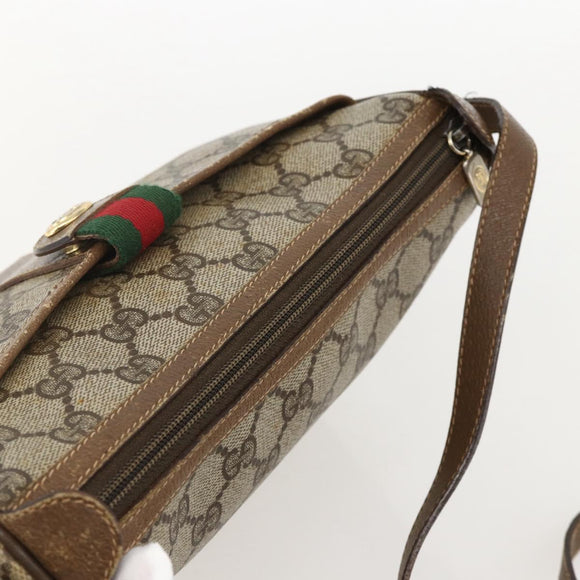 GUCCI GG Supreme Web Sherry Line Bag PVC Beige Gold 89 02 032 Auth 175961