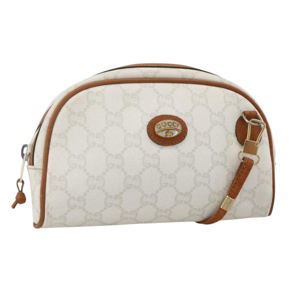 GUCCI GG Plus Supreme Shoulder Bag PVC White Gold Auth 175962