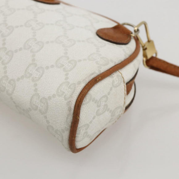 GUCCI GG Plus Supreme Shoulder Bag PVC White Gold Auth 175962