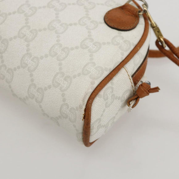 GUCCI GG Plus Supreme Shoulder Bag PVC White Gold Auth 175962