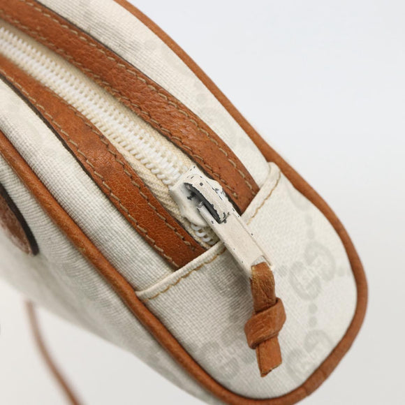 GUCCI GG Plus Supreme Shoulder Bag PVC White Gold Auth 175962