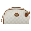 GUCCI GG Plus Supreme Shoulder Bag PVC White Gold Auth 175962-13