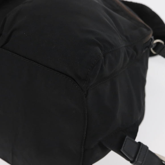 PRADA Backpack Nylon Black Silver Auth 175963