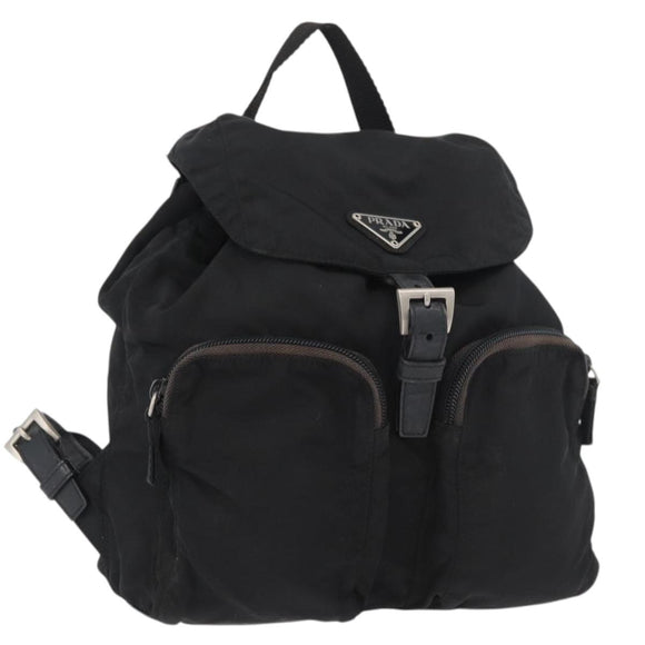 PRADA Backpack Nylon Black Silver Auth 175963