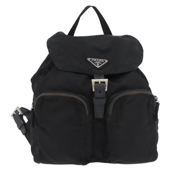 PRADA Backpack Nylon Black Silver Auth 175963