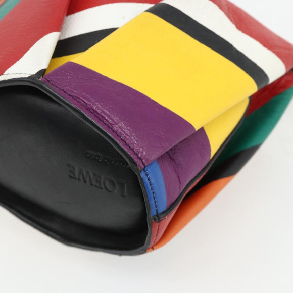 LOEWE Elephant Shoulder Bag Leather Multicolor Gold Auth 175965A
