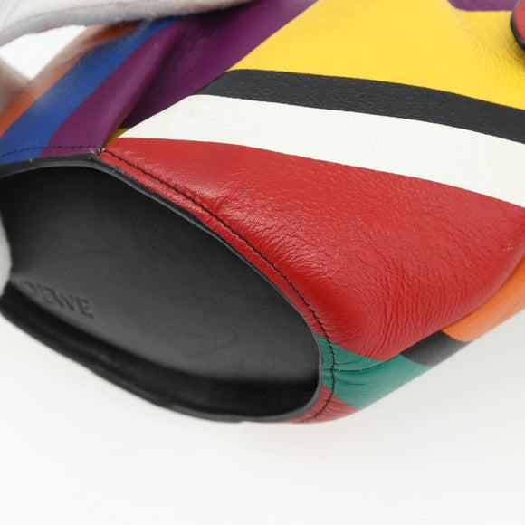 LOEWE Elephant Shoulder Bag Leather Multicolor Gold Auth 175965A