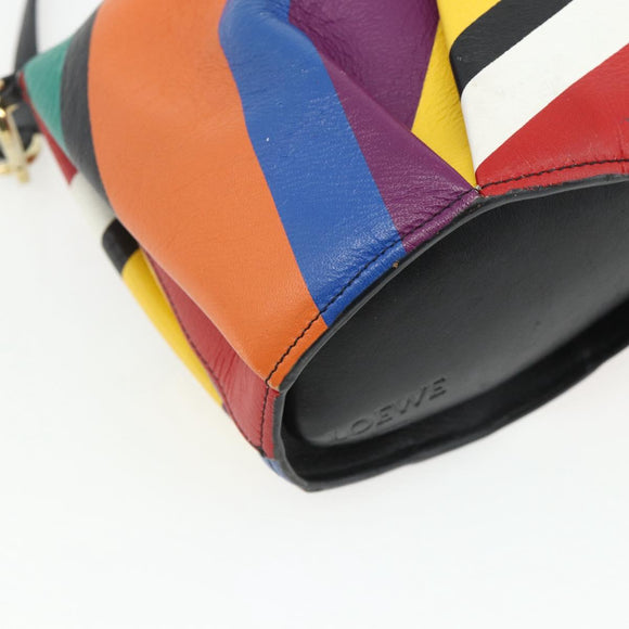 LOEWE Elephant Shoulder Bag Leather Multicolor Gold Auth 175965A