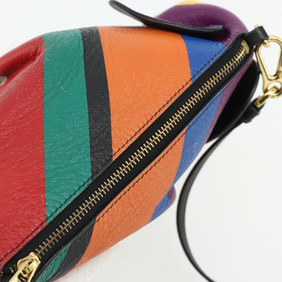 LOEWE Elephant Shoulder Bag Leather Multicolor Gold Auth 175965A