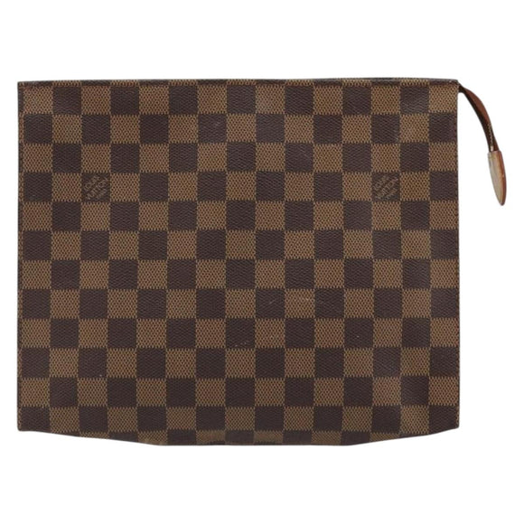 LOUIS VUITTON Damier Ebene Poche Toilette 26 Pouch N47543 LV Auth 175966