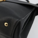 Salvatore Ferragamo Gancini Shoulder Bag Leather Black Gold Auth 175970A-12