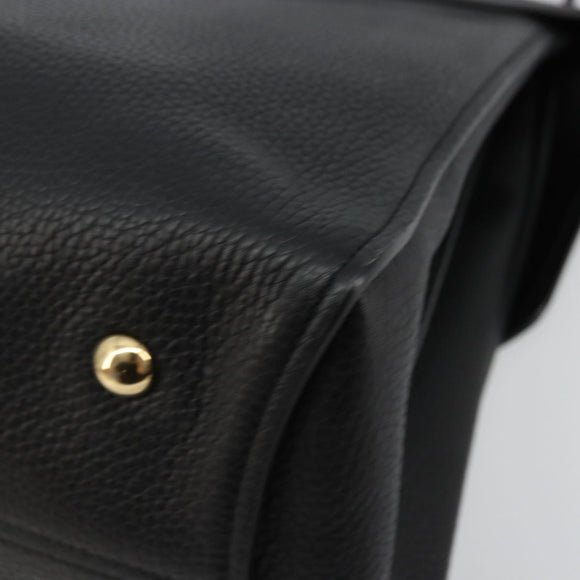 Salvatore Ferragamo Gancini Shoulder Bag Leather Black Gold Auth 175970A