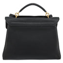 Salvatore Ferragamo Gancini Shoulder Bag Leather Black Gold Auth 175970A-3