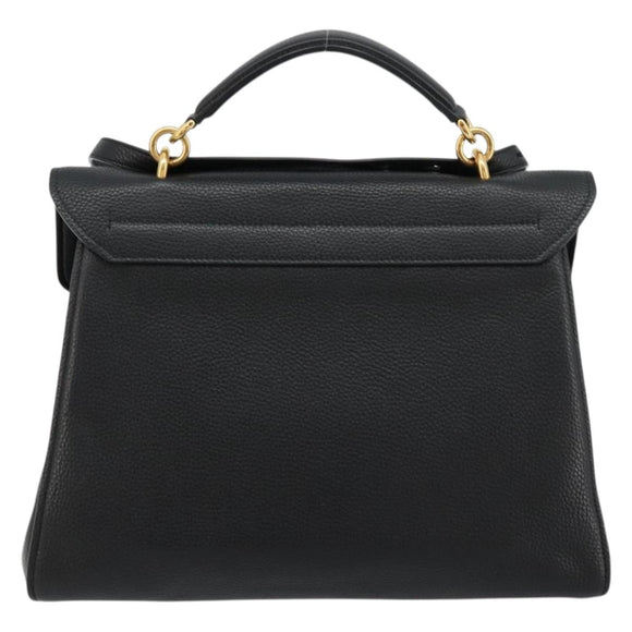 Salvatore Ferragamo Gancini Shoulder Bag Leather Black Gold Auth 175970A
