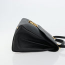 Salvatore Ferragamo Gancini Shoulder Bag Leather Black Gold Auth 175970A-4
