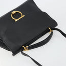 Salvatore Ferragamo Gancini Shoulder Bag Leather Black Gold Auth 175970A-6