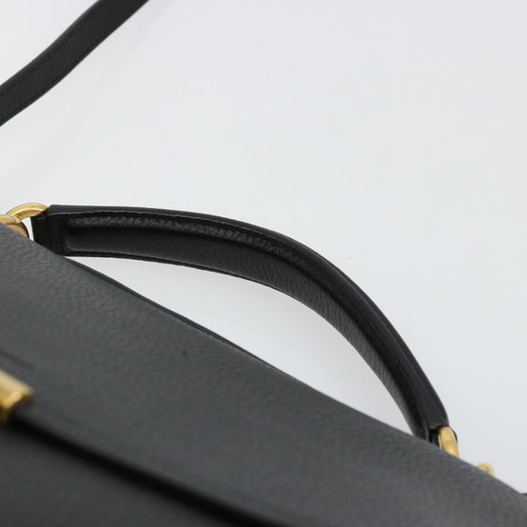 Salvatore Ferragamo Gancini Shoulder Bag Leather Black Gold Auth 175970A
