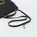 Salvatore Ferragamo Gancini Shoulder Bag Leather Black Gold Auth 175970A-9