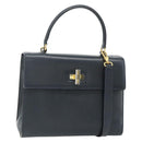 CELINE Hand Bag Leather 2way Black Gold Auth 175972A-1