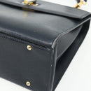 CELINE Hand Bag Leather 2way Black Gold Auth 175972A-10