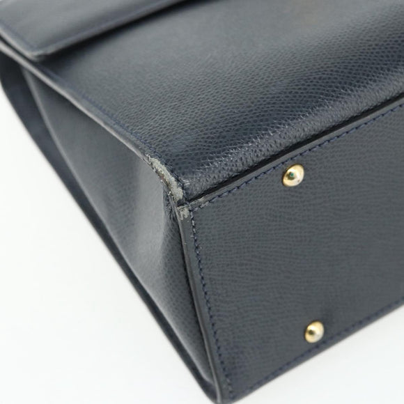 CELINE Hand Bag Leather 2way Black Gold Auth 175972A