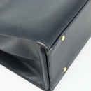 CELINE Hand Bag Leather 2way Black Gold Auth 175972A-17