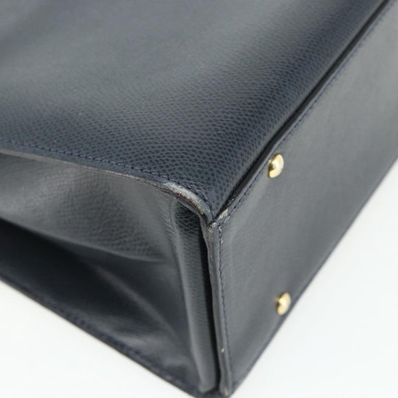 CELINE Hand Bag Leather 2way Black Gold Auth 175972A