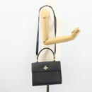 CELINE Hand Bag Leather 2way Black Gold Auth 175972A-26