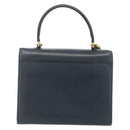 CELINE Hand Bag Leather 2way Black Gold Auth 175972A-2