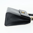 CELINE Hand Bag Leather 2way Black Gold Auth 175972A-4