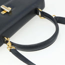 CELINE Hand Bag Leather 2way Black Gold Auth 175972A-7
