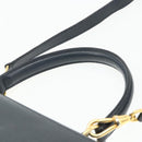 CELINE Hand Bag Leather 2way Black Gold Auth 175972A-8