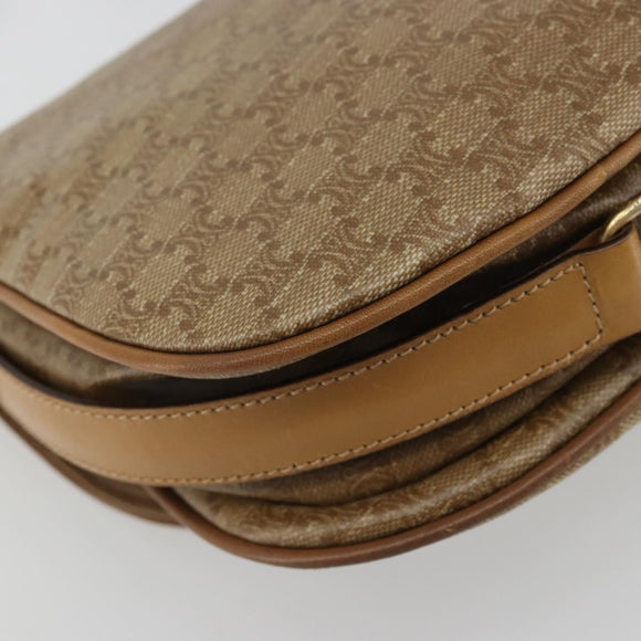 CELINE Macadam Canvas Shoulder Bag PVC Beige Gold Auth 175973