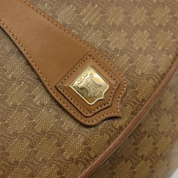 CELINE Macadam Canvas Shoulder Bag PVC Beige Gold Auth 175973