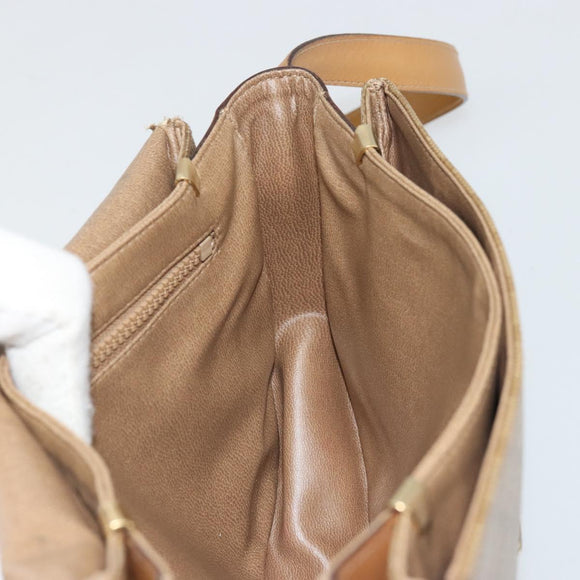 CELINE Macadam Canvas Shoulder Bag PVC Beige Gold Auth 175973