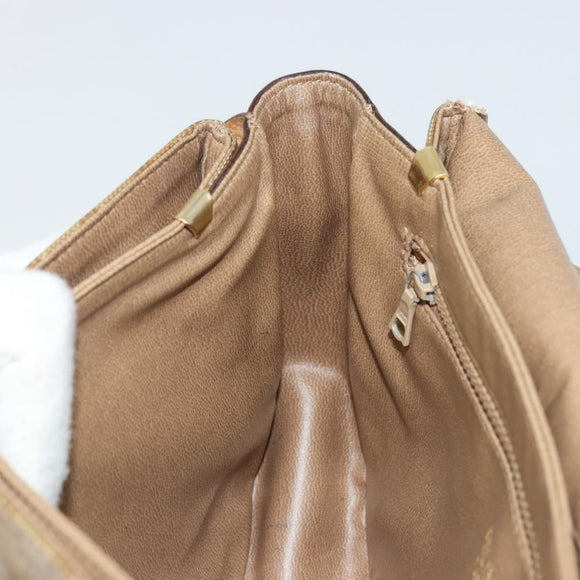 CELINE Macadam Canvas Shoulder Bag PVC Beige Gold Auth 175973