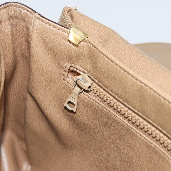 CELINE Macadam Canvas Shoulder Bag PVC Beige Gold Auth 175973