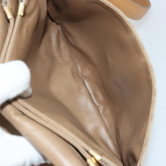 CELINE Macadam Canvas Shoulder Bag PVC Beige Gold Auth 175973