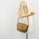 CELINE Macadam Canvas Shoulder Bag PVC Beige Gold Auth 175973-24