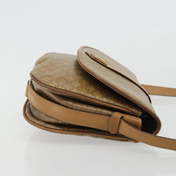 CELINE Macadam Canvas Shoulder Bag PVC Beige Gold Auth 175973