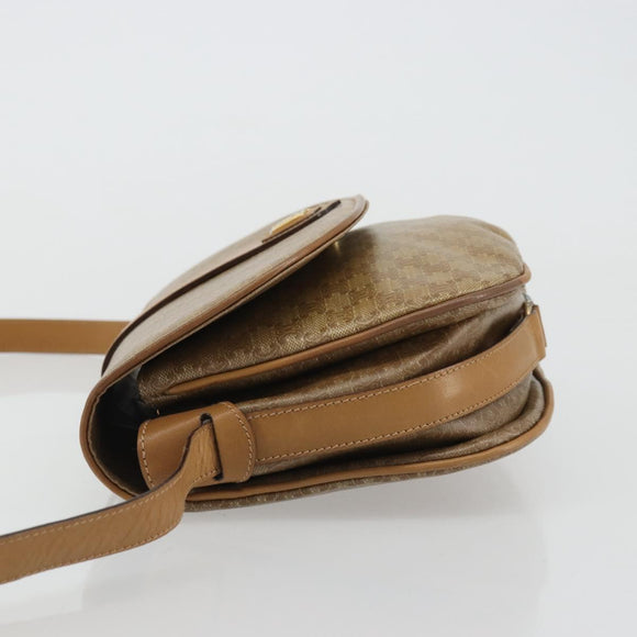 CELINE Macadam Canvas Shoulder Bag PVC Beige Gold Auth 175973