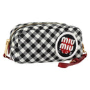 Miu Miu Pouch Nylon White Black Auth 175977A-1