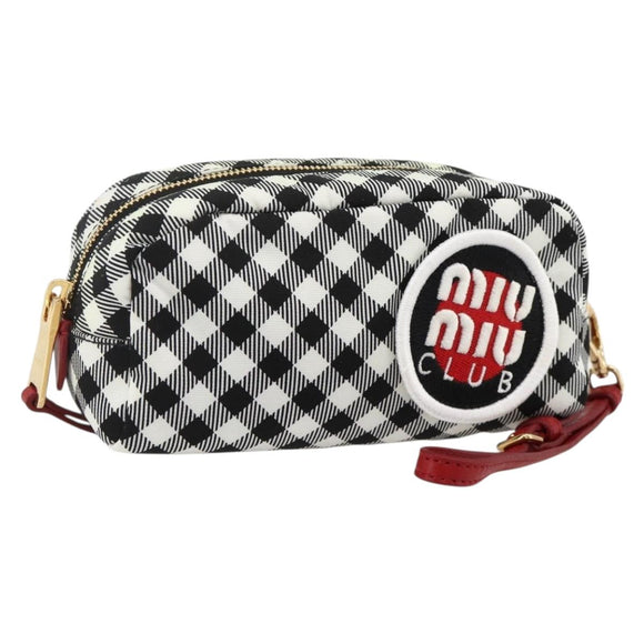 Miu Miu Pouch Nylon White Black Auth 175977A