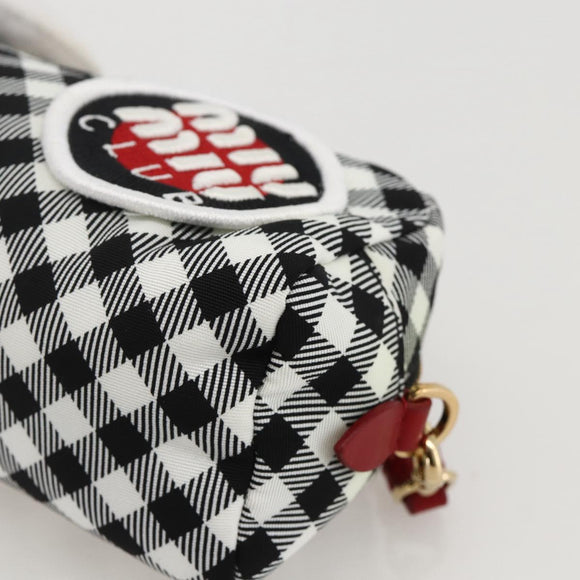 Miu Miu Pouch Nylon White Black Auth 175977A