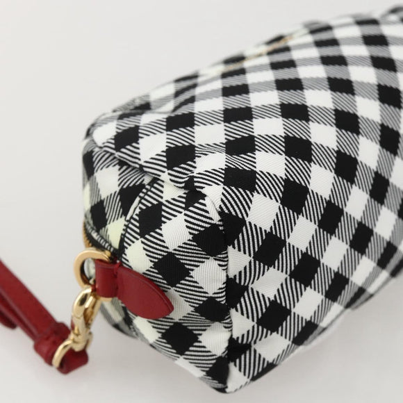 Miu Miu Pouch Nylon White Black Auth 175977A